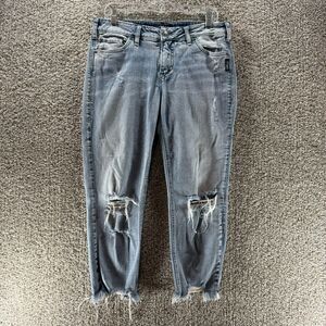 Silver Jeans Womens 32 Blue Denim Jeans‎ Aiko Slim Crop Distressed Casual Ladies